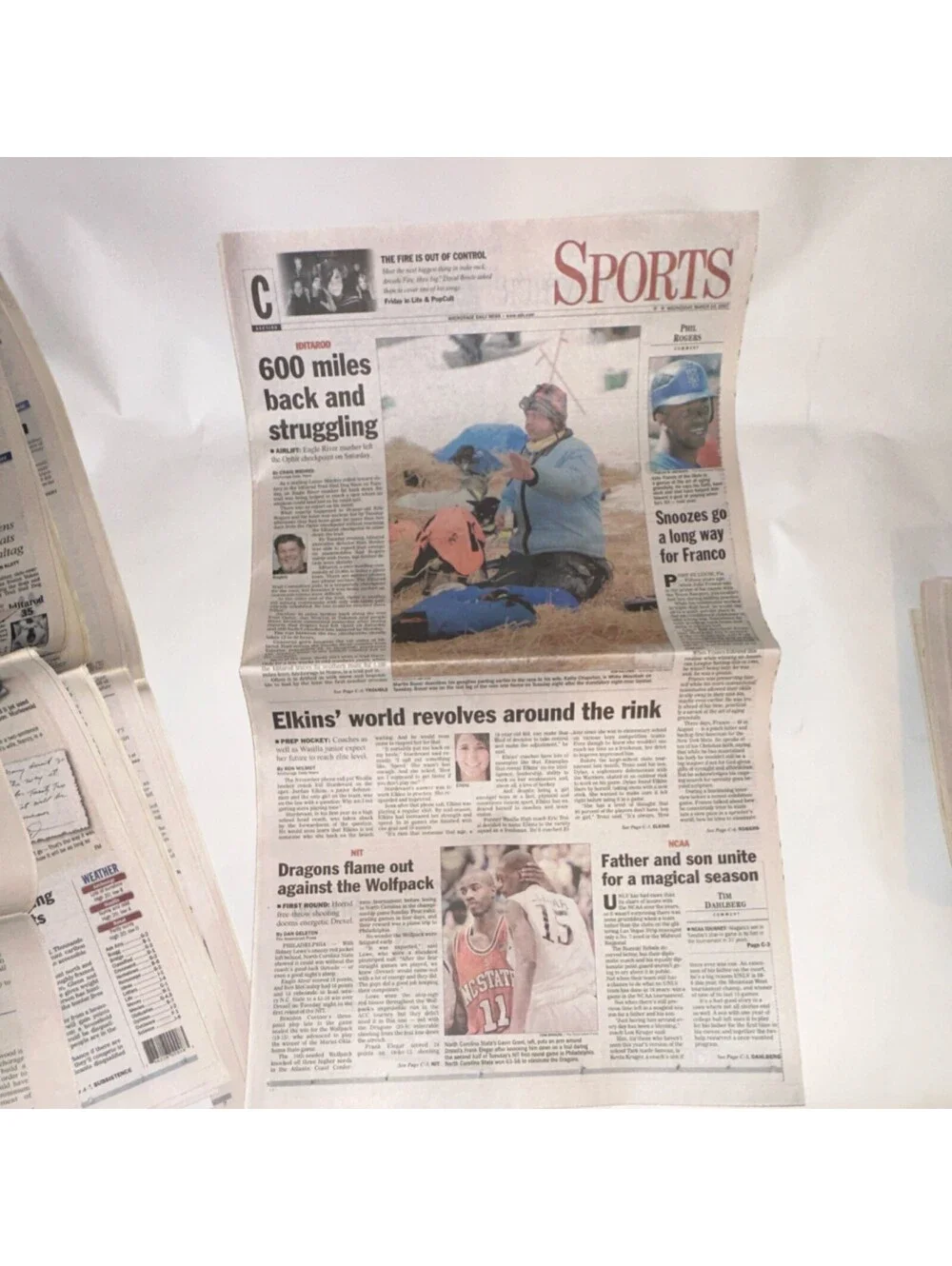 Sports Section Elkins Wolfpack Collectible Newspaper Front Page Cover